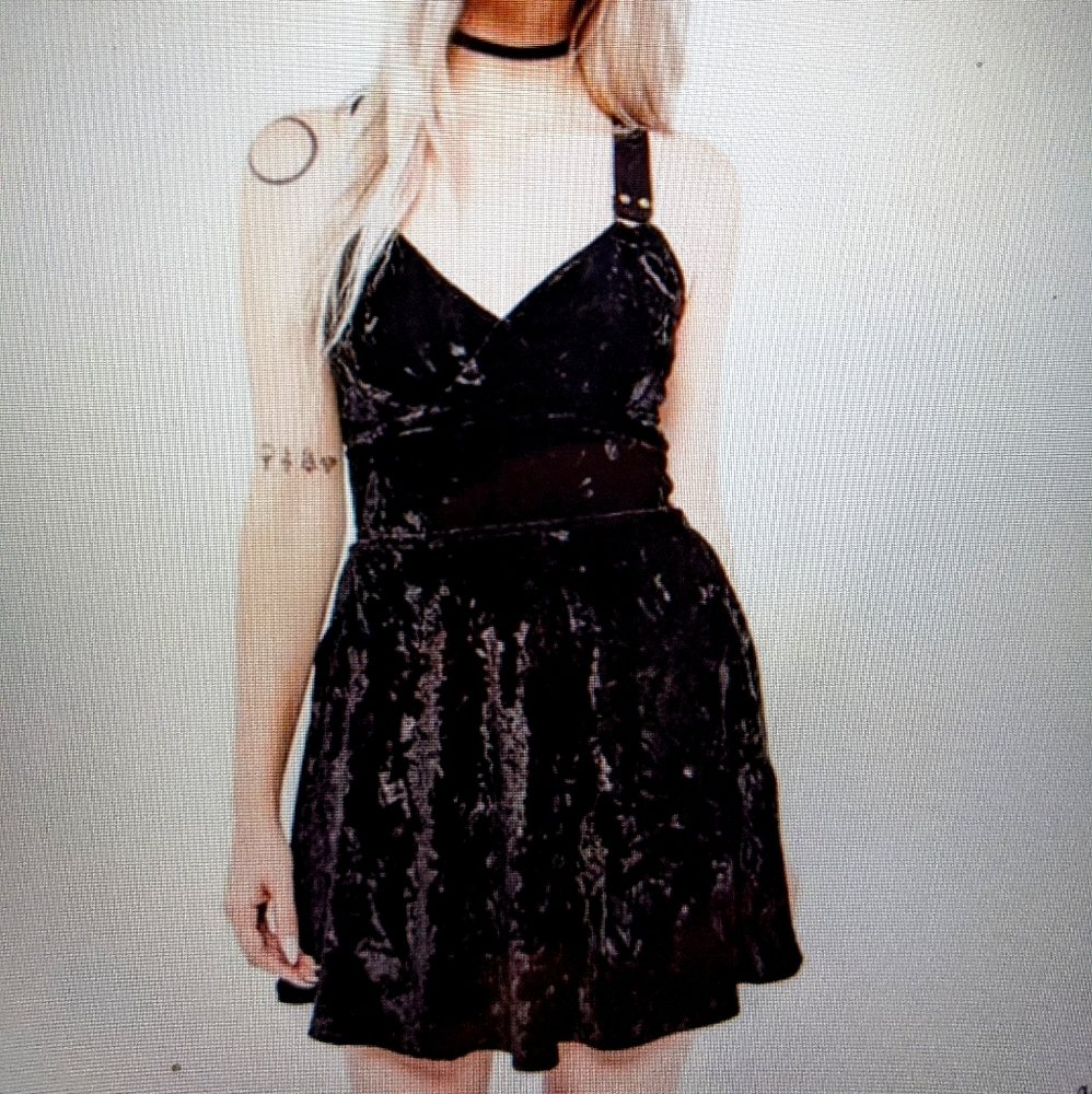 Dolls Kill Nina Kate Black Gothic Velvet Dress